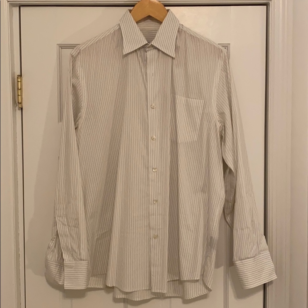 Club Monaco Medium White with black stripe shirt